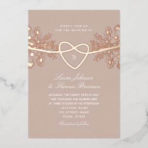 Elegante roségoldene Folien-Hochzeitseinladung Folieneinladung