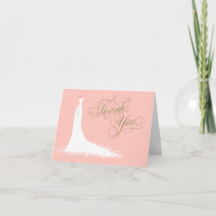 Elegante roségoldene Hochzeitskleid-Brautparty Dankeskarte