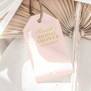 Elegante roségoldene Hochzeitskleid-Shower-Favor Geschenkanhänger