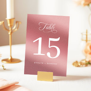 Elegante Roségoldene Moderne Hochzeit Tischnummer