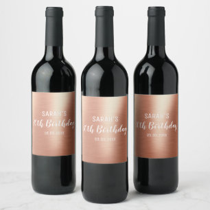 Elegante Roségoldfolie Geburtstagsfeier jedes Alte Weinetikett