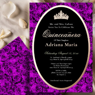 Elegante Rosen aus Rosen-Gold für Quinceanera Folieneinladung