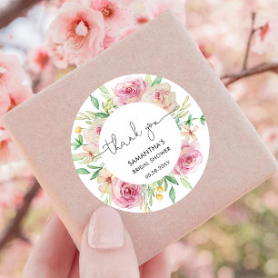 Elegante Rosen Brautparty Dankeschön Runder Aufkleber