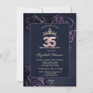 Elegante Rosen Dark Gothic 35. Geburtstag Einladung