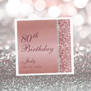 Elegante Rosen-Gold 80. Geburtstag Serviette