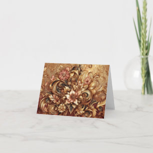 Elegante Rosen-Gold-Barock-Blumen-Notizkarte Dankeskarte