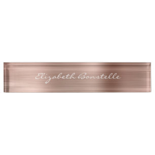 Elegante Rosen Gold Gebürstete Metallfolie Handsch Namensplakette