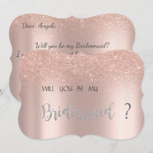 Elegante Rosen Gold Glitter Bokeh Brautjungfer Kar Einladung
