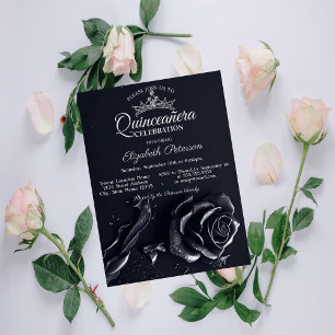 Elegante Rosen Gothic Quinceañera Einladung