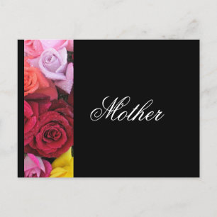 Elegante Rosen Grußkarte Mutter Schwarz Postkarte