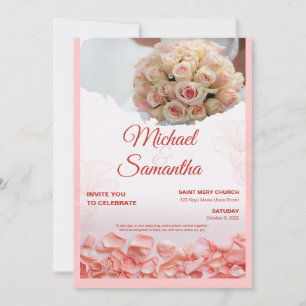 Elegante Rosen-Hochzeitseinladung Einladung
