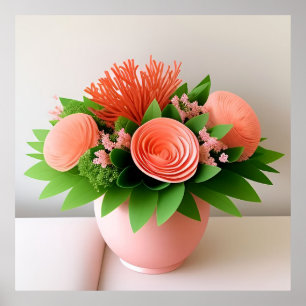 Elegante Rosen im Glasvasen-Wanddekor Poster