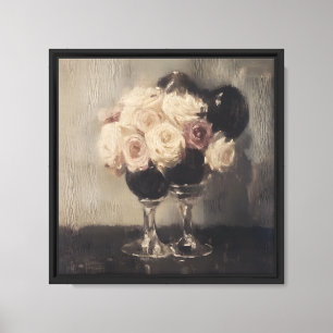 Elegante Rosen in Glasvase – Vintage-Blumenkunst Leinwanddruck