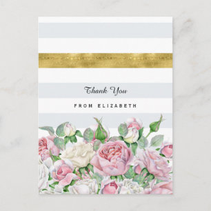 Elegante Rosen mit IMITATE Gold Streifen Vielen Da Postkarte