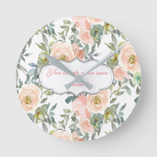 Elegante Rosen, Motivierende Nachricht Runde Wanduhr