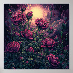 Elegante Rosen-Natur-Kunst Gemütliches Zuhause Poster