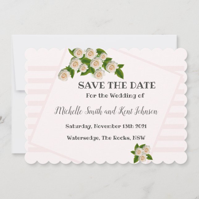Elegante Rosen Rosen Rosa Save the Date Rosa Rosa (Vorderseite)