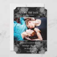 Elegante Rosen Schwarz + Weiß Foto Save-the-Dates
