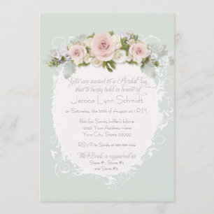 Elegante Rosen Sukkulents Brautparty Tee Einladung