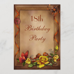 Elegante Rosen u. Schmetterlings-18. Einladung