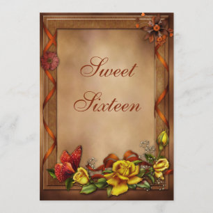 Elegante Rosen u. Schmetterlings-Bonbon 16 Einladung