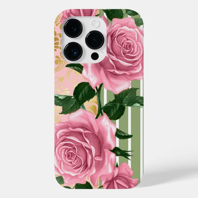 Elegante Rosen und grüne Blätter Case-Mate iPhone Hülle (Rückseite)