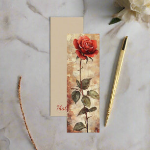 Elegante Rosen-Vintage-Autor-Lesezeichenkarte  Mini Visitenkarte