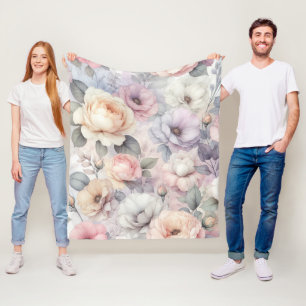 Elegante Rosenblüten Fleecedecke