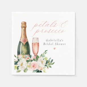Elegante Rosenblüten & Prosecco-Brautjunggesellinn Serviette