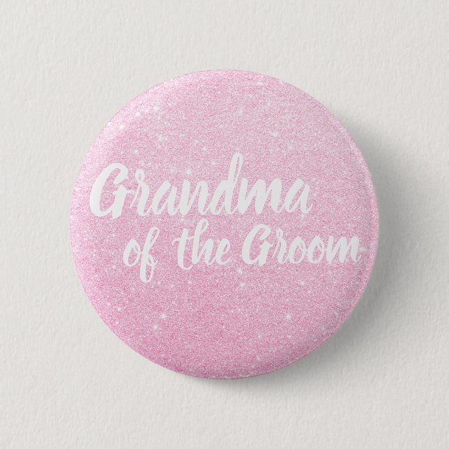 Elegante RosengoldGlittergroßmutter des Bräutigams Button (Vorderseite)