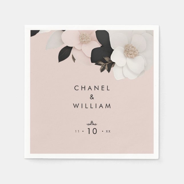 Elegante Rosenhochzeit Serviette (Vorderseite)