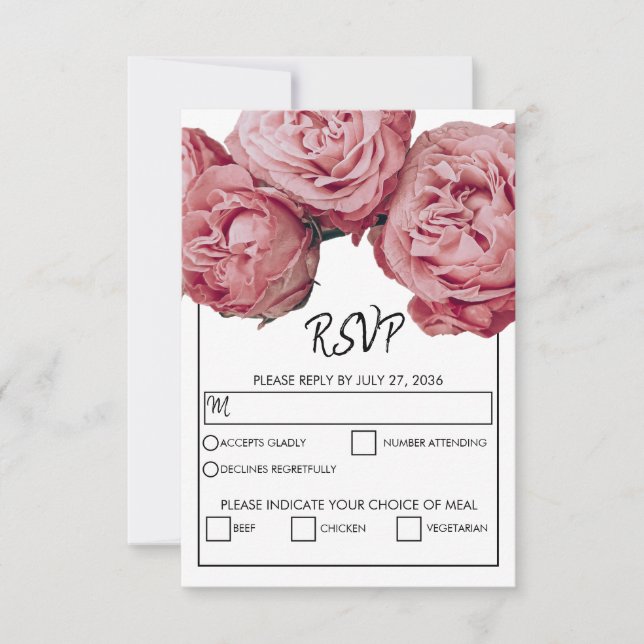 Elegante Rosenmahlzeiten für RSVP-Karten RSVP Karte (Vorderseite)