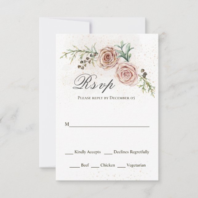 Elegante Roses Vintage Wedding RSVP Card Karte (Vorderseite)