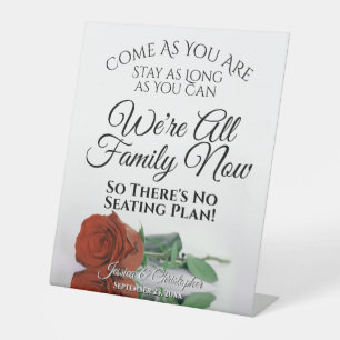 Elegante Rost Orange Rose Open Seating Wedding Sockelschild
