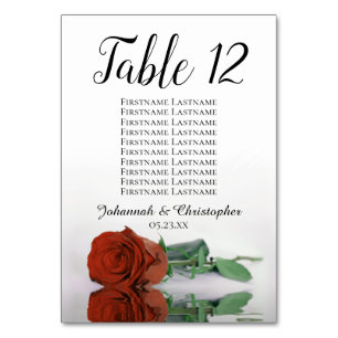 Elegante Rost Orange Rose Seating Chart Hochzeit Tischnummer