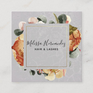 Elegante Rostflora auf Gray Hair Stylist Quadratische Visitenkarte