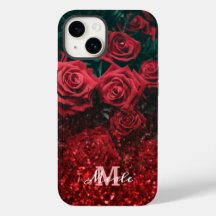 Elegante Rot-Glitzer-Blume kaufen iPhone 14 Hüllen
