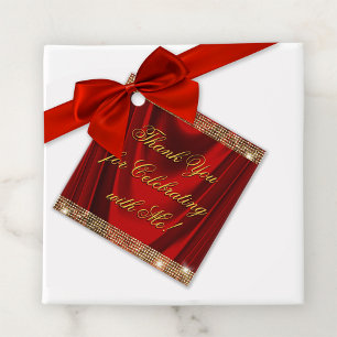 Elegante Rot-Gold-Geburtstagsfeier  Geschenkanhänger