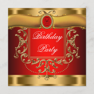 Elegante Rot-Gold-Geburtstagsparty Einladung