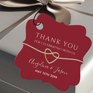 Elegante Rot-Gold-Hochzeit Geschenkanhänger