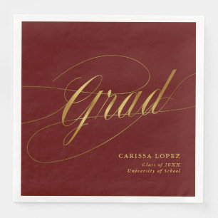 Elegante Rot-Gold-Minimalistische Grad-Kalligraphi Serviette