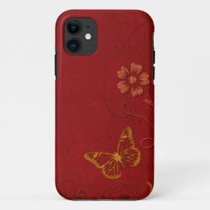 Elegante Rot-Gold-Vintage Schmetterlinge Case-Mate iPhone Hülle