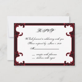 Elegante Rot-Gothic-Frame-Antwortkarte Einladung
