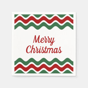 Elegante Rot Grün Streifen Weihnachten Serviette