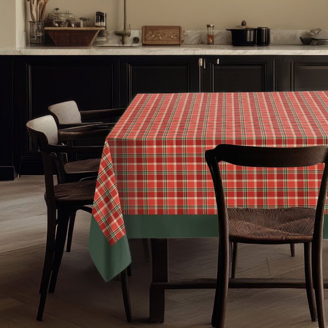 Elegante Rot-Grüner Tartan Saisonale Tischeinstell Tischdecke (Elegant Red Green Tartan Seasonal Table Settings Tablecloth)