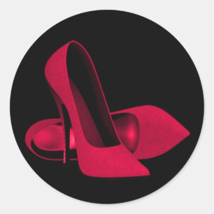 Elegante Rot-High-Heel-Sticker Runder Aufkleber