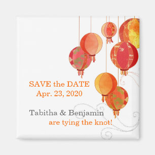 Elegante Rot Paper Lanterns Wedding Save the Date Magnet