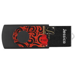 Elegante Rot-Schwarz-Glitzer-Liebe| DIREKT USB Stick
