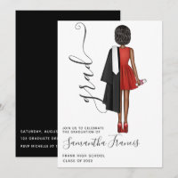 Elegante Rot-, Schwarz- und Weiße Girl Graduation 