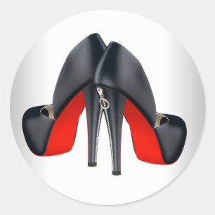 Elegante rot-schwarze High Heel Schuh-Sticker Runder Aufkleber